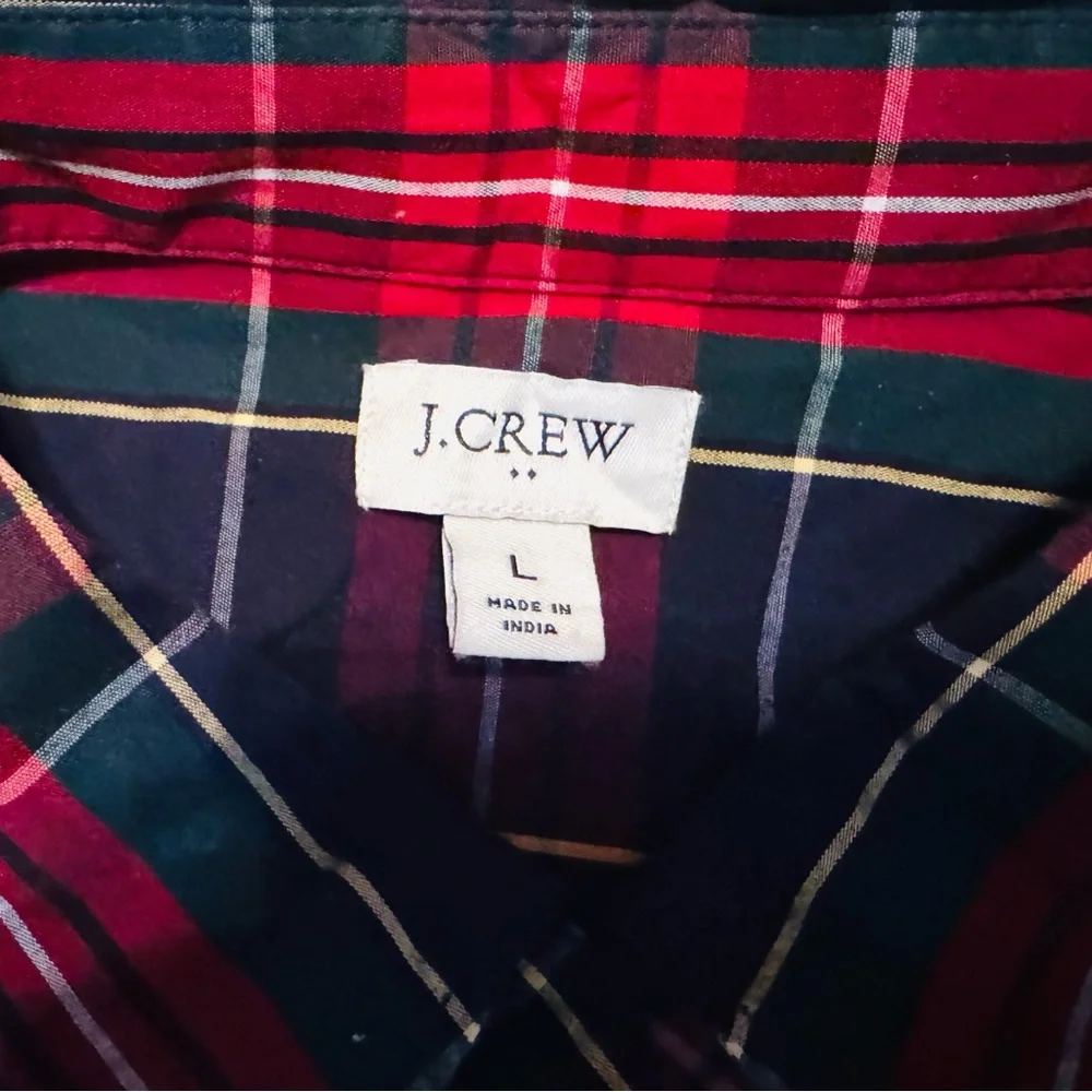 J. Crew Women’s Red and Navy Plaid Shirt - Picture 3 of 8